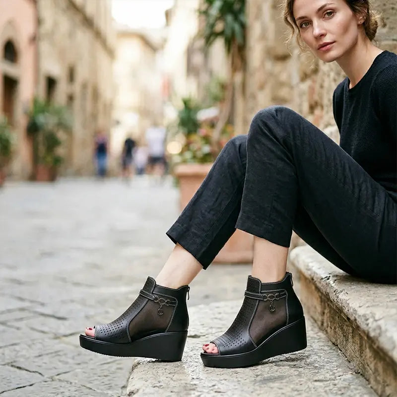 🔥【Rabat 50%】💕【35-41】Letnie damskie sandały na koturnie, prosty obcas - podwyższony obcas zapewnia najwyższy komfort🩰