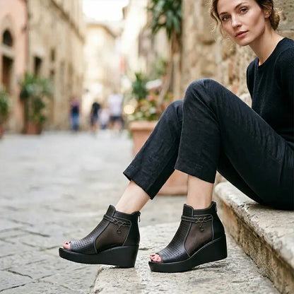 🔥【Rabat 50%】💕【35-41】Letnie damskie sandały na koturnie, prosty obcas - podwyższony obcas zapewnia najwyższy komfort🩰