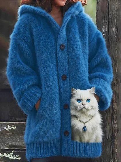 😍【S-5XL】Plyšový roztomilý s kapucí s fleecovou podšívkou, tlustý kabát