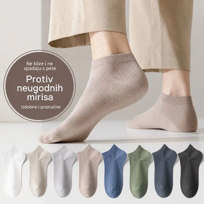 🧦【8 pari – 8 boja】Muške kratke pamučne čarape – tanke, prozračne i upijajuće; idealne za ljeto.