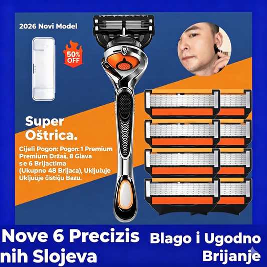 Set za muške britvice + stalak - Ultra oštre oštrice od nehrđajućeg čelika za glatko brijanje 🪒✨