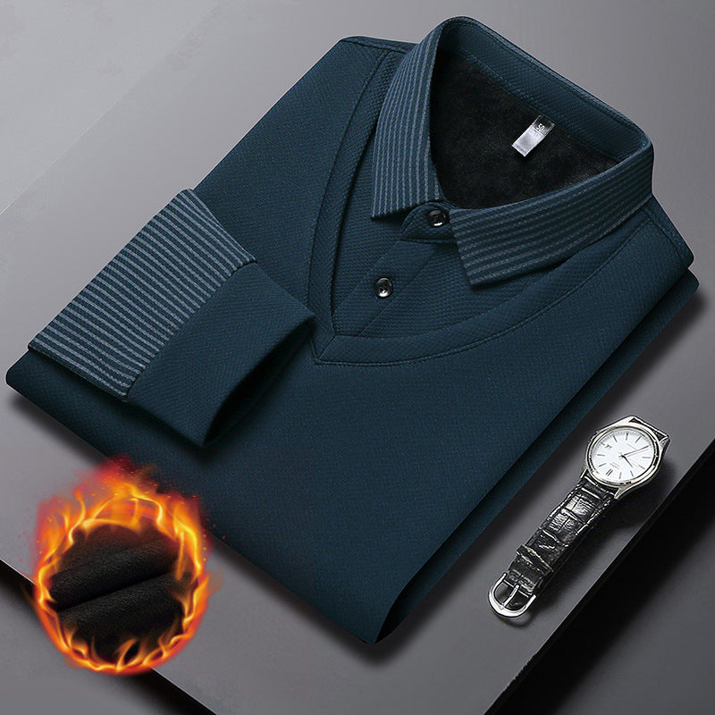 【M-4XL】 Dwuczęściowa koszulka POLO w fałszywe patchworkowe paski