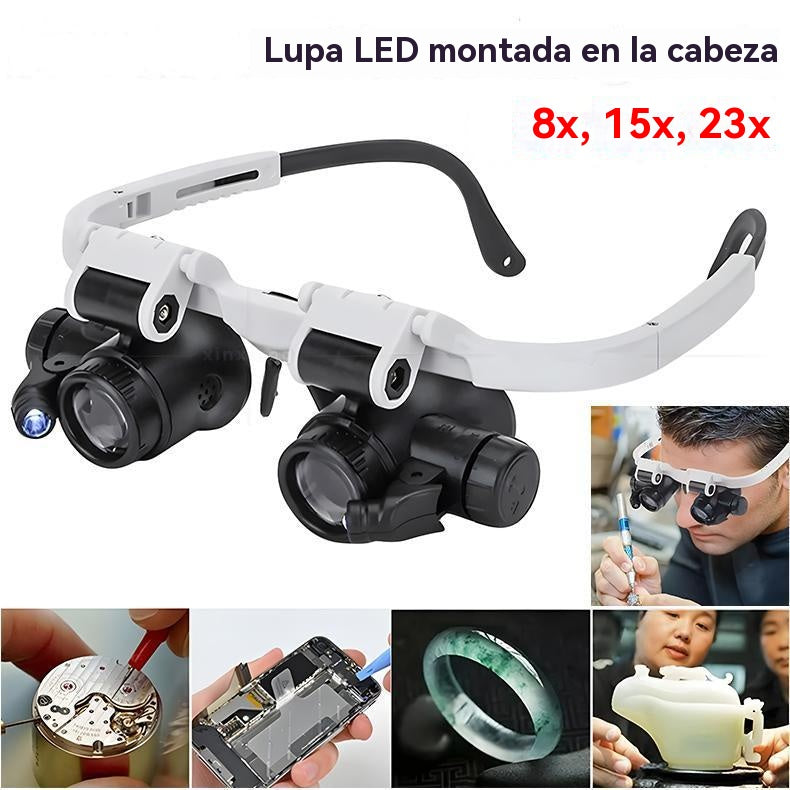 🔍 Lupas oculares con LED (8x–23x) – Precisión para relojes, joyas y grabados