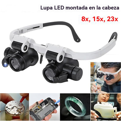 🔍 Lupas oculares con LED (8x–23x) – Precisión para relojes, joyas y grabados