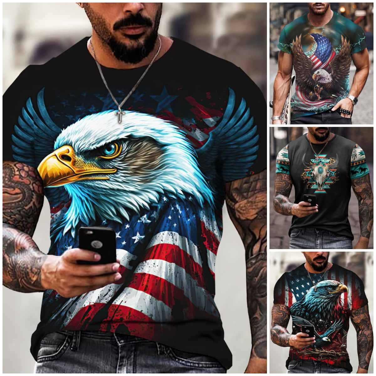 [Oferta por tiempo limitado] [S-5XL] Nueva camiseta de manga corta con estampado retro 3D para hombre, tallas grandes