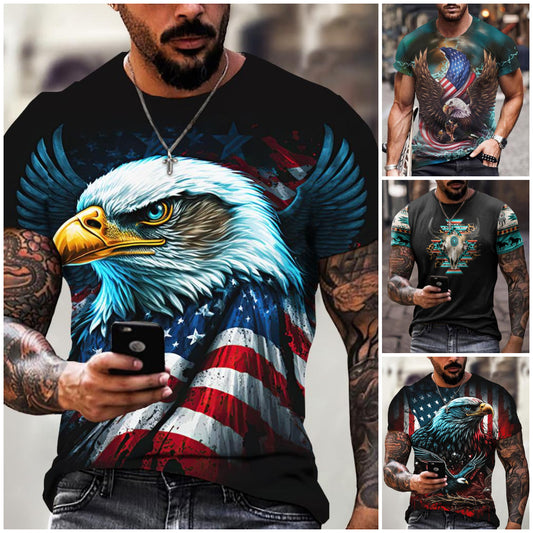 [Oferta por tiempo limitado] [S-5XL] Nueva camiseta de manga corta con estampado retro 3D para hombre, tallas grandes