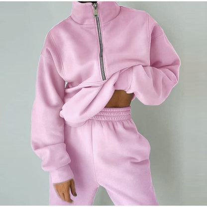【S-5XL】Ženski dvodijelni sweatshirt i hlače Puloveri Jednobojni pulover s kapuljačom Široki pulover s kapuljačom Debeli gornji dijelovi Ležerna sportska odjeća