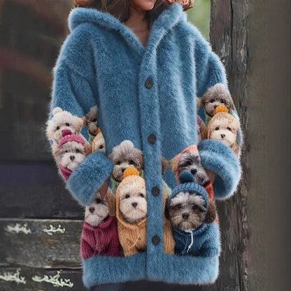 😍【S-5XL】Nova slatka plišana jakna s kapuljačom s printom kućnih ljubimaca za jesen/zimu 2025.