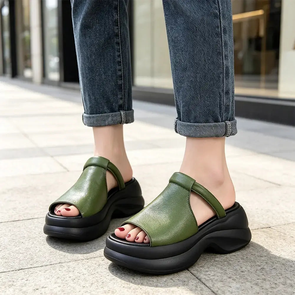 🔥🔥【35-40】👡Nowe damskie sandały z grubą podeszwą i wzorem „rybie usta”, które zwiększają wysokość (wysokość obcasa 6 cm)