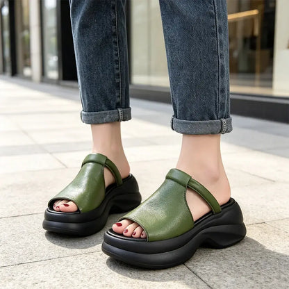 🔥🔥【35-40】👡Nowe damskie sandały z grubą podeszwą i wzorem „rybie usta”, które zwiększają wysokość (wysokość obcasa 6 cm)