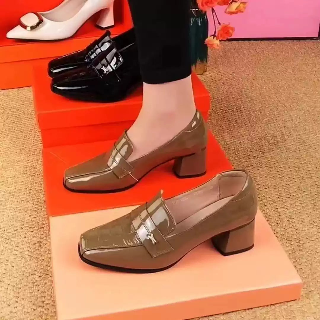 🔥【HOT SALE】🔥🔥【35-40】2026 nowe modne lakierowane buty ze średnim obcasem