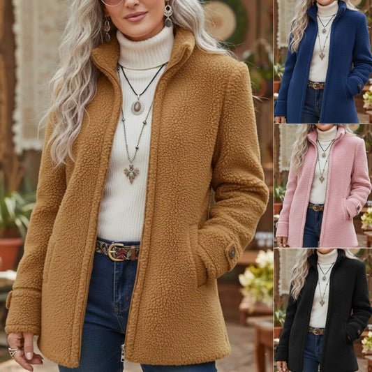 🛒【S-3XL】Ženska ležerna jakna od janjeće vune s patentnim zatvaračem