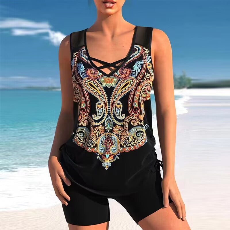 🩱🔥【Oferta ograniczona czasowo】【S-5XL】🩱Dwuczęściowy kostium kąpielowy z nadrukiem etnicznym – wygodny i stylowy, idealny wybór na lato🌊🌴