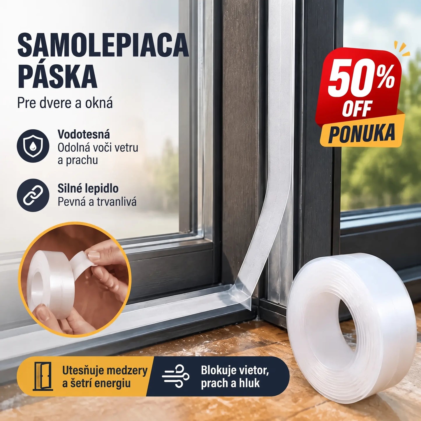 🚪 【5M】PVC tesniaca lišta na spodnú časť dverí – ochrana proti prachu a prievanu