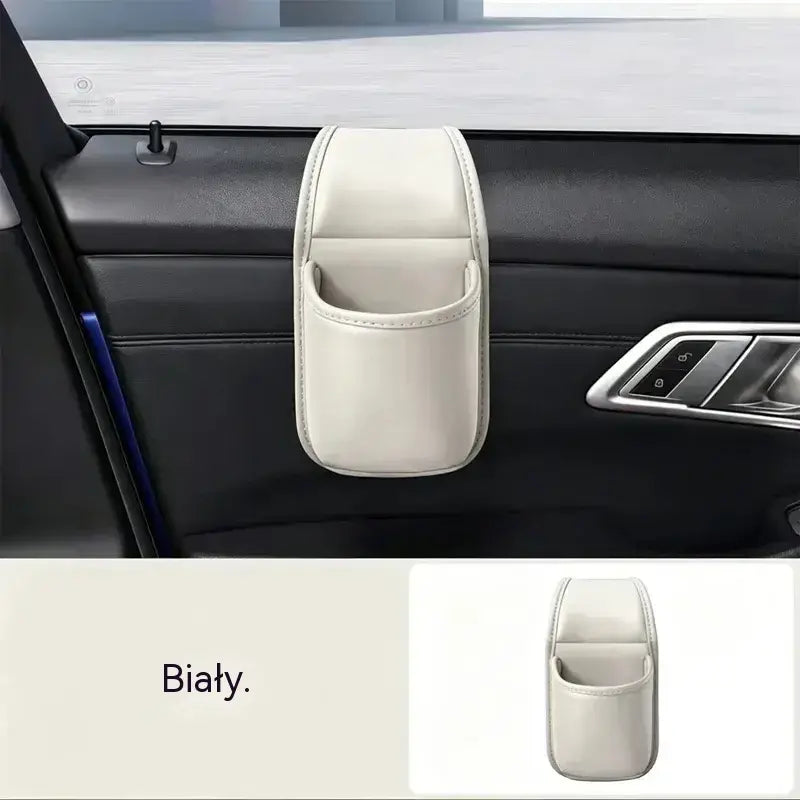 🚗 Więcej miejsca i porządku w samochodzie! Skórzany uchwyt na drzwi samochodu / uchwyt na kubek i telefon (Łatwy montaż na szybie / oferta 1+1 GRATIS – otrzymasz 2 sztuki)! ✨