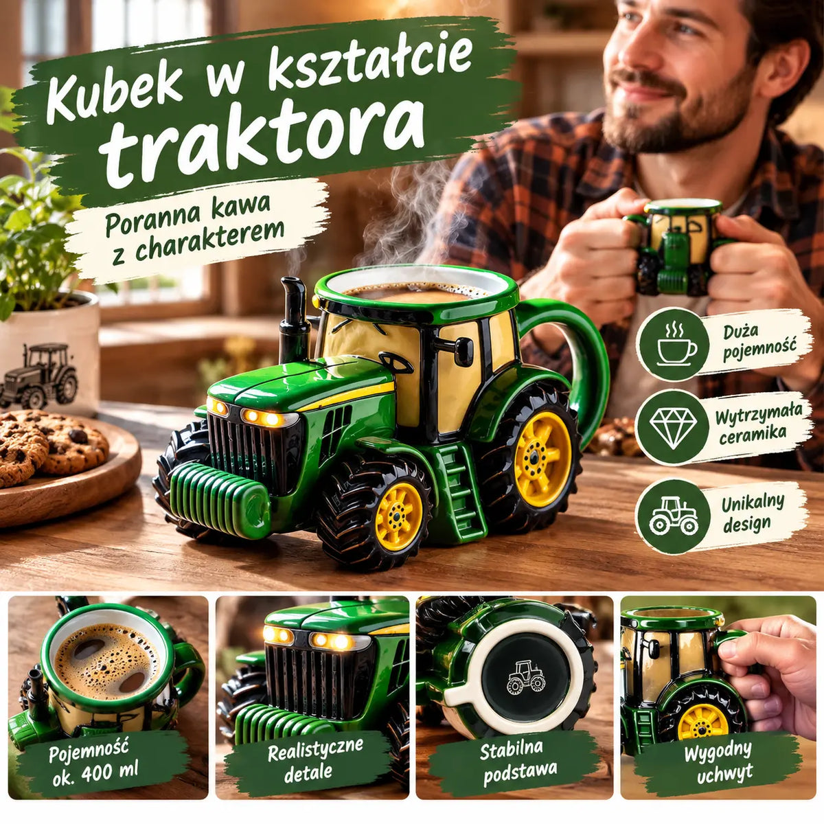 【Płatność przy odbiorze】Retro filiżanka do kawy w kształcie traktora rolniczego