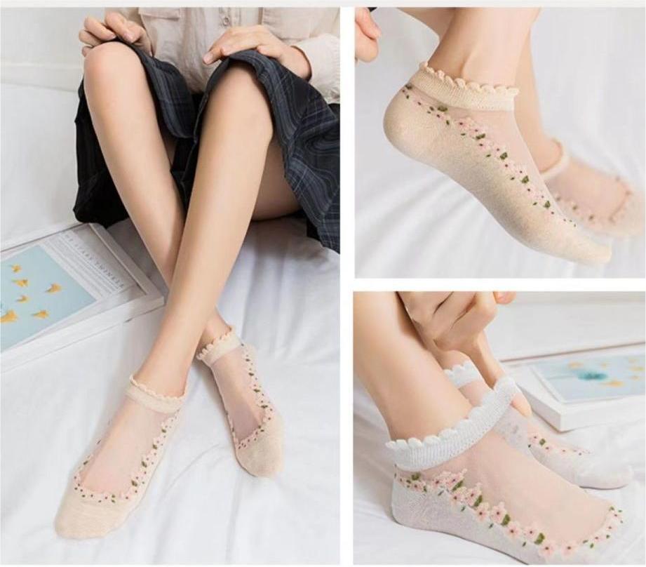 🔥Éxito de Ventas 【Descuento 50%】💐📢【7 pares en un juego】 – ideales para todo el verano, calcetines florales transpirables de verano