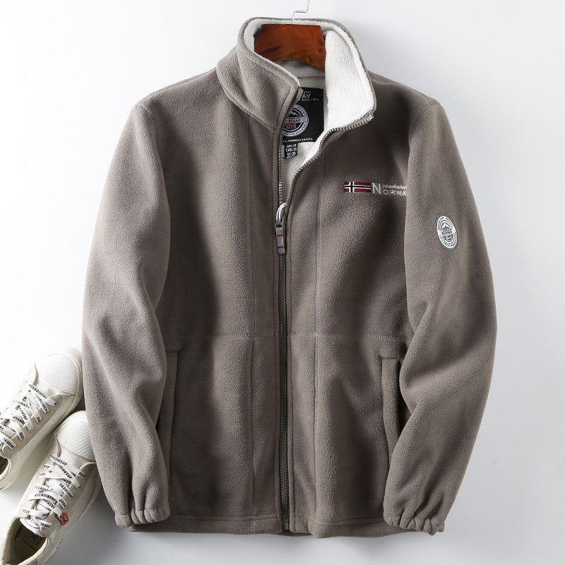 Abrigo grueso de lana para hombre con forro de peluche, disponible en tallas grandes, cálido y cómodo para otoño e invierno