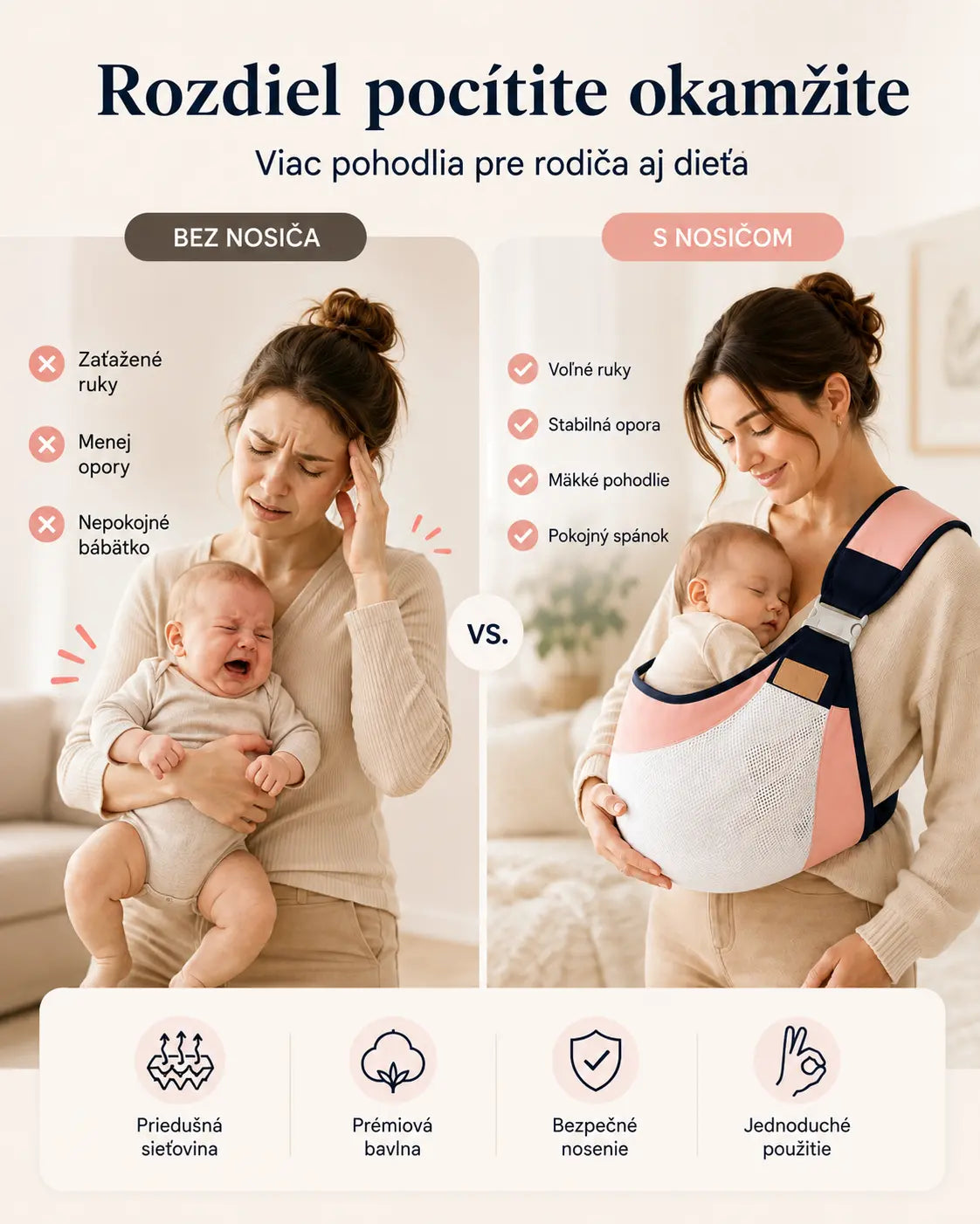 👶 Ľahký ergonomický nosič pre bábätká | Ideálny na prechádzky a cestovanie ✈️