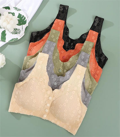 😍【Paquete de 3 piezas】Sujetador sin aros con botón frontal para mujer