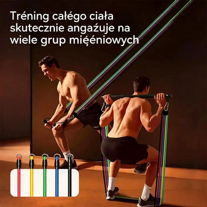 💪13-częściowy zestaw taśm oporowych z rączkami do treningów domowych