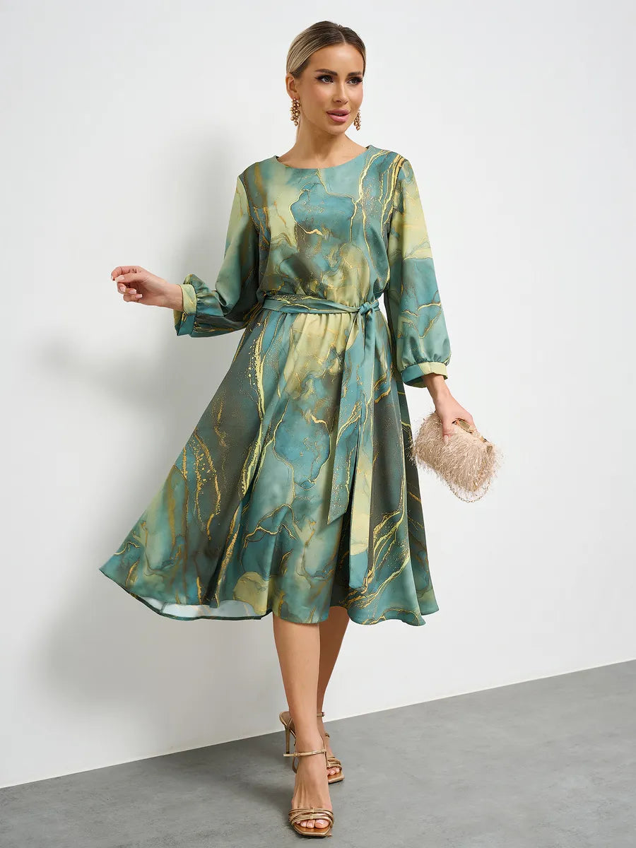 🔥👗Top hit 2026 Akcia【S–5XL】 rochie verde elegantă cu mânecă lungă și fustă!