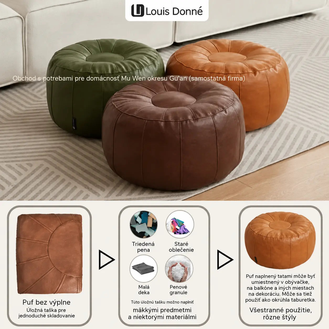 🛋️Používaný úložný taburet – Vodoodolný syntetický materiál; šetrí miesto a ľahko sa prenáša. Zľava 50 %! ✨