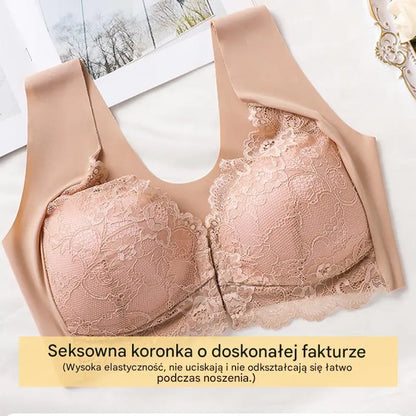 💖Najniższa cena przez ograniczony czas【Zestaw 5-częściowy】【40-100 kg】😍🩲Biustonosz z efektem uniesienia i piękną koronką na plecach, duży rozmiar, z wycięciem push-up i zapięciem z przodu