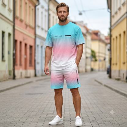✨【S-3XL】Muški ljetni sportski set od 2 dijela - udobna majica kratkih rukava i kratke hlače za svakodnevno i nošenje kod kuće