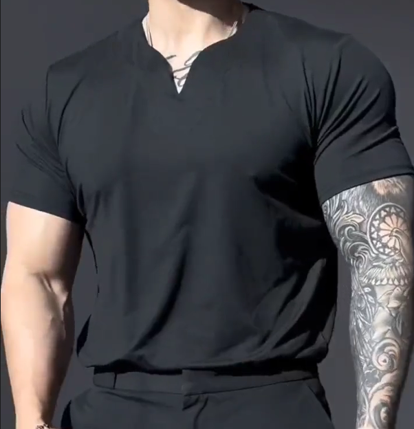 🔥✨【S-5XL】Primăvara 2025 Moda bărbați Respirabil Confort Fitness Tricouri sport de marime mari, tricouri polo cu decolteu în V