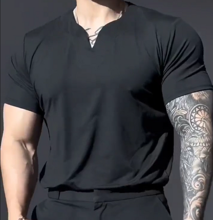 🔥✨【S-5XL】Primăvara 2025 Moda bărbați Respirabil Confort Fitness Tricouri sport de marime mari, tricouri polo cu decolteu în V