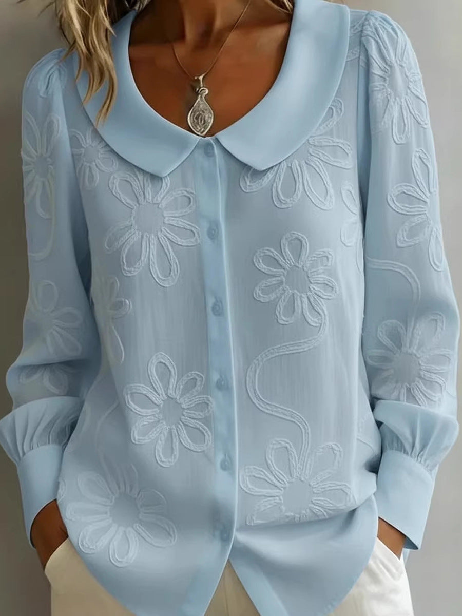 S-2XL Ručne vysitovaná blúzka francúzskeho retro štýlu – Kolekcia