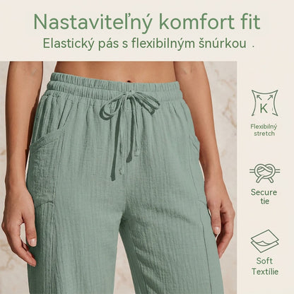 💖【40KG-100KG】👖👖Ženske jednobojne plisirane capri hlače od pamuka i lana - hladne i prozračne, laskaju obliku nogu, elegantne i ležerne