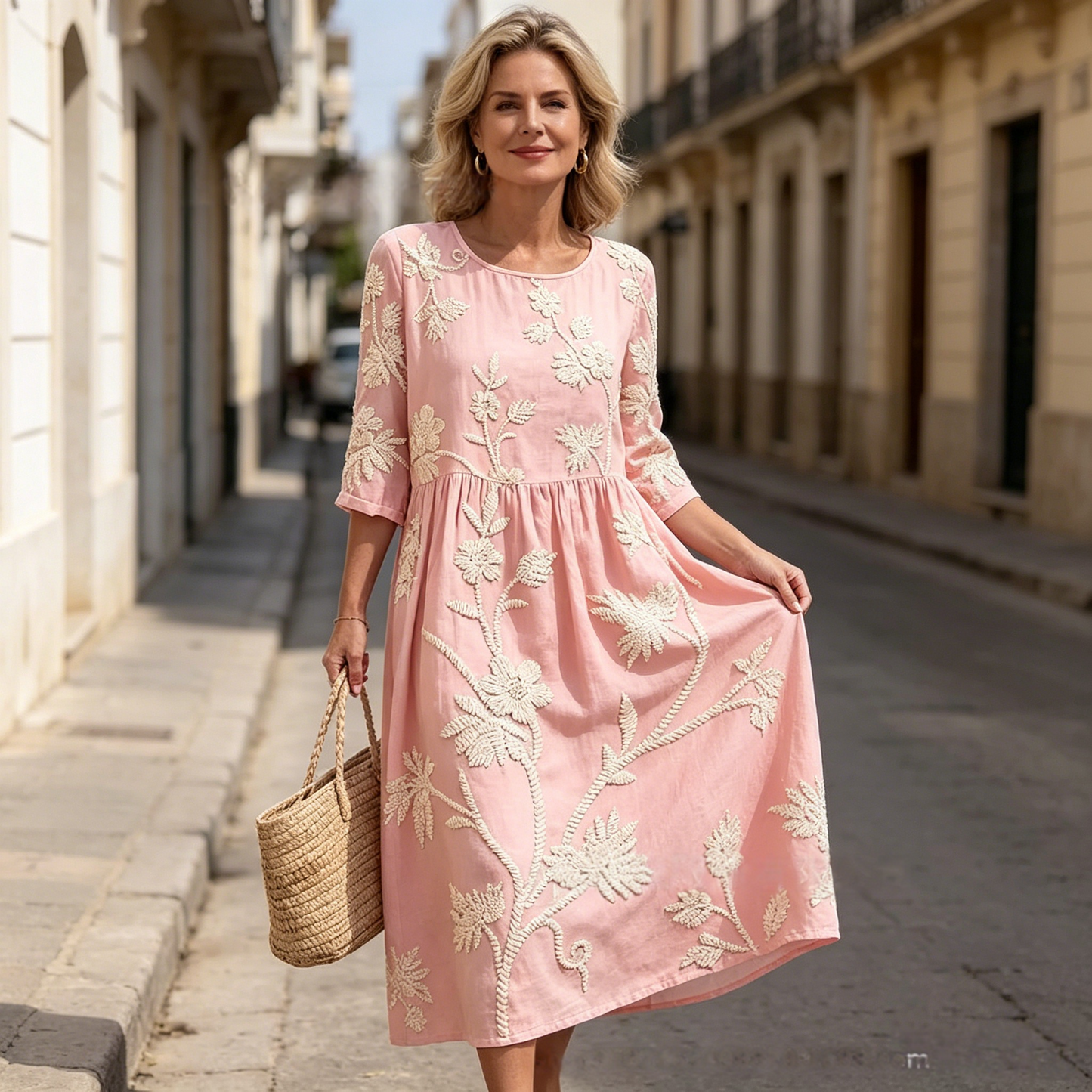 🔥Hit Sprzedaży 【Rabat 50%】✨ 【S–5XL】 Sukienka damska z okrągłym dekoltem i nadrukiem. Przewiewna, wygodna i modelująca sylwetkę.