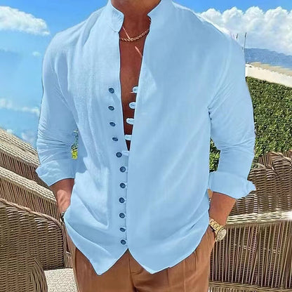 👔✨[S-3XL] Camisa de algodón con botones para hombre nueva de verano, adecuada para vacaciones, vida diaria y trabajo.