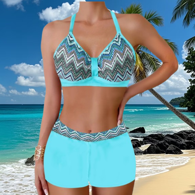 🏖️👙【Ofertă mare】🌴【S-5XL】Set de costume de baie imprimat vacanță pe plajă 2025