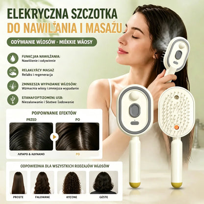 📢【Rabat 50%】 ⏰Elektryczny grzebień masujący z poduszkami powietrznymi, funkcją natrysku i olejkiem eterycznym, grzebień do pielęgnacji i natryskiwania włosów✨🔥