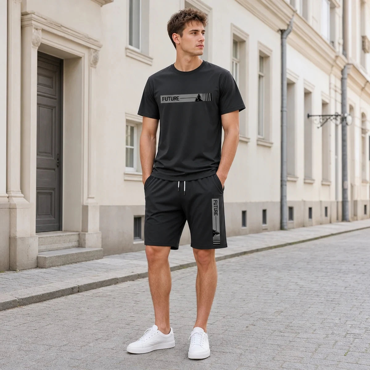 🔥【S-2XL】✨Letni komplet sportowy dla mężczyzn 2w1, elastyczna przewiewna koszulka i luźne szorty, komfortowe noszenie cały dzień【Płatność przy odbiorze】