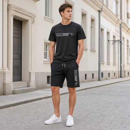 🔥【S-2XL】✨Letni komplet sportowy dla mężczyzn 2w1, elastyczna przewiewna koszulka i luźne szorty, komfortowe noszenie cały dzień【Płatność przy odbiorze】
