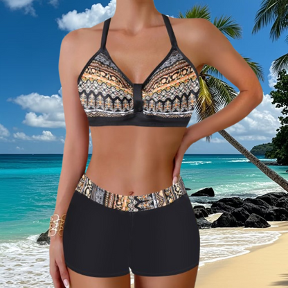 🏖️👙【Ofertă mare】🌴【S-5XL】Set de costume de baie imprimat vacanță pe plajă 2025