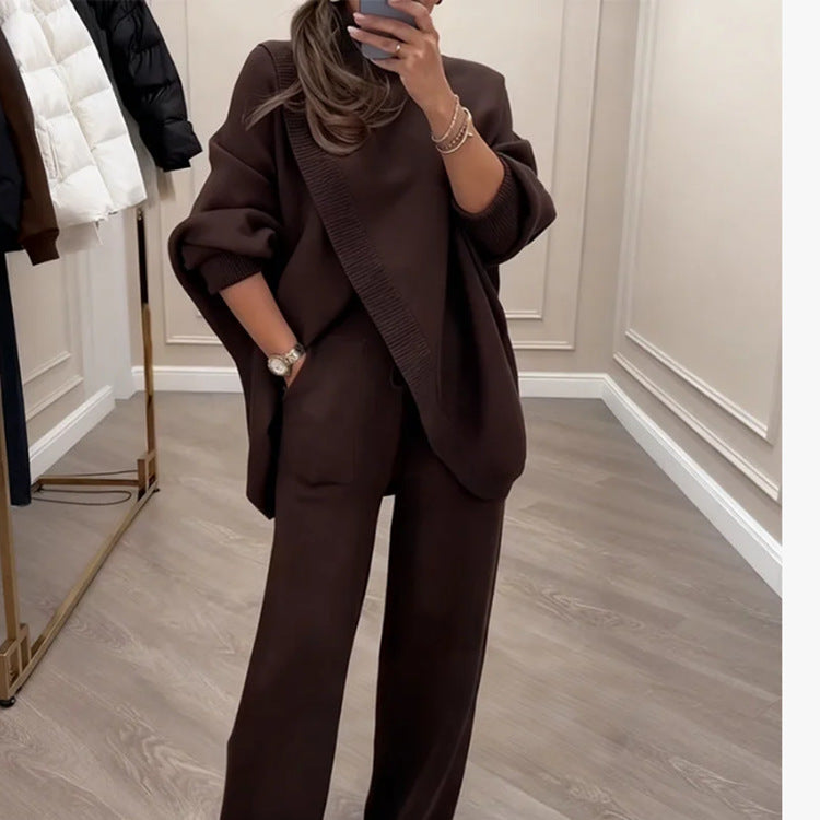 🔥 49% popusta【S-5XL】Ženski dvodijelni set - asimetrični pulover + hlače širokih nogavica, široki kroj, mekana tkanina, izuzetno udobne👚 Besplatna dostava✨