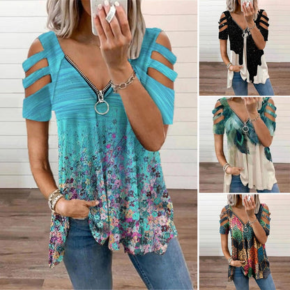 🔥【Rabat 50%】👕【S-5XL】 Damskie letnie topy seksowne wygodne luźne dopasowane bawełniane z dekoltem V