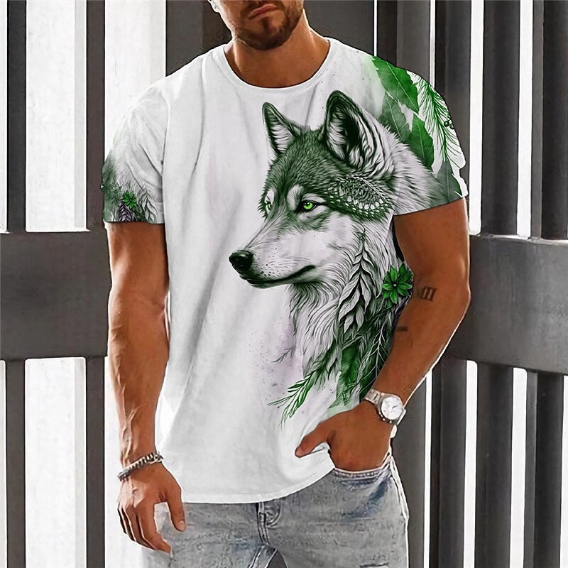 💥👕【M-6XL】🌹🏆Ljetni novi proizvod 2026. - Muška majica kratkih rukava s printom vukova - Pamuk ugodan za kožu, mekan i prozračan