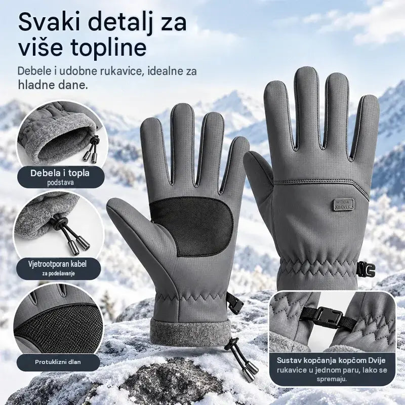🧤 Muške zimske rukavice – vodootporne i otporne na vjetar · Podstavljene flisom · Potpuno kompatibilne sa zaslonima osjetljivim na dodir · Protuklizni dlan · Idealne za biciklizam, skijanje i planinarenje!