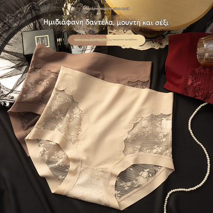 【28€】Set od 5 komada: crna + bordo + bež + smeđa + ciglasto crvena --- Ženske visokoelastične bešavne čipkaste gaćice za kontrolu trbuha, oblikovanje stražnjice i podizanje