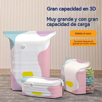 🧳【Juego de 5 piezas reforzado】💨 Bolsas de almacenamiento al vacío con compresión automática, reutilizables