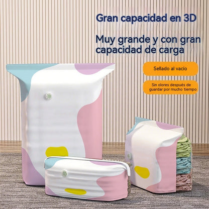 🧳【Juego de 5 piezas reforzado】💨 Bolsas de almacenamiento al vacío con compresión automática, reutilizables