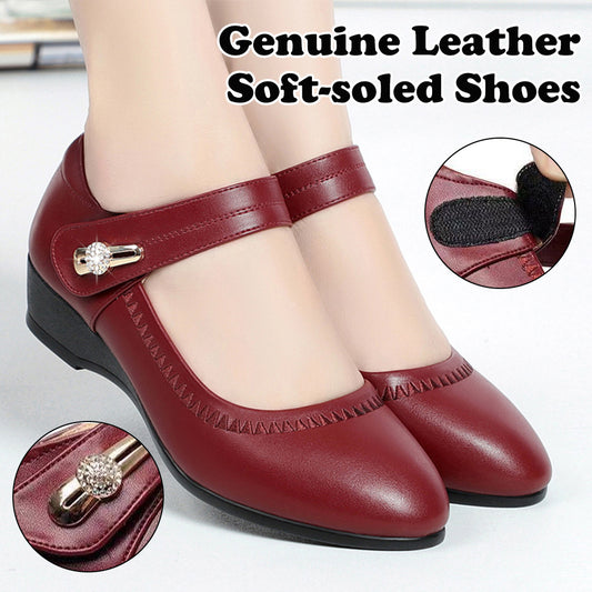 🏆50% OFF👡【35-41】Piele moale talpă moale toc pană anti-alunecare pantofi din piele pentru mamă