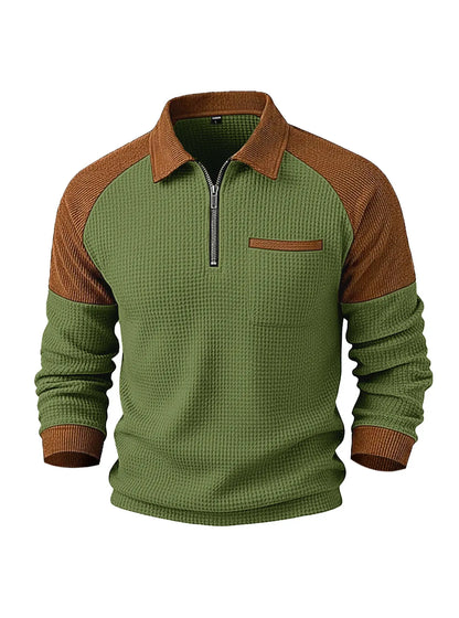 👕【S-3XL】Męska bluza z zamkiem, splot waflowy✨🧥