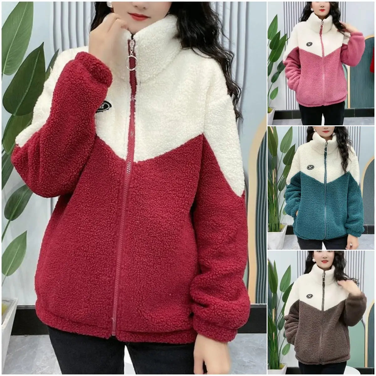 🔥🐏【M-4XL】Zimowa kurtka polarowa, kurtka bawełniana, wzmocniona kurtka bawełniana z wełny jagnięcej, ciepła kurtka